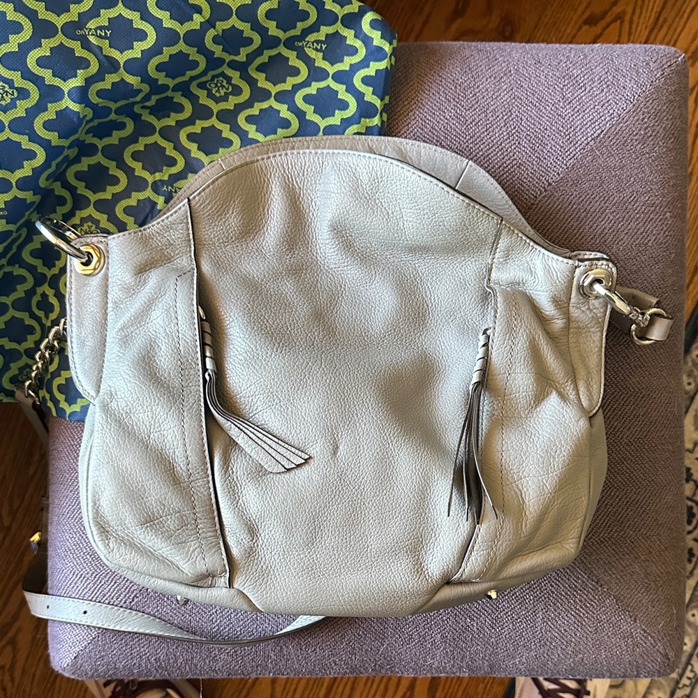 DR YANI Gray Leather Shoulder Purse and storage bag